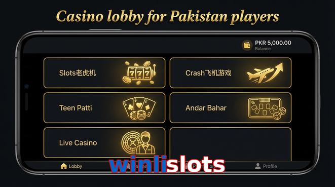 Lobby view of Winlislots for Pakistan users